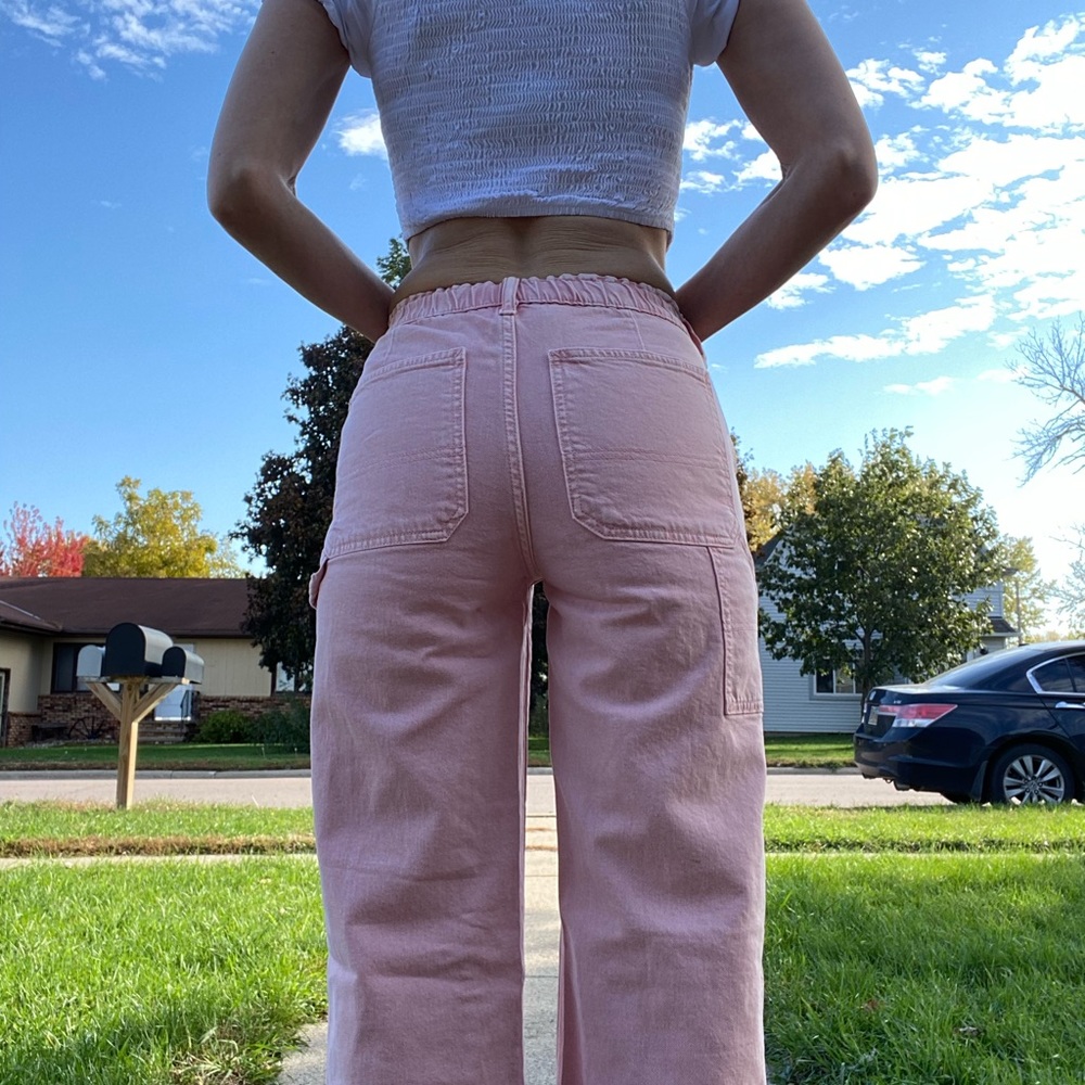 HI BARBIE! Pink denim carpenter pants